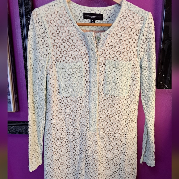 Victoria Beckham Trending 2025 Mint Green Lace Dress. Size Medium - Picture 2 of 6